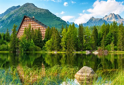 Mountain lake (Strbske Pleso) in High Tatras National Park, Slovakia