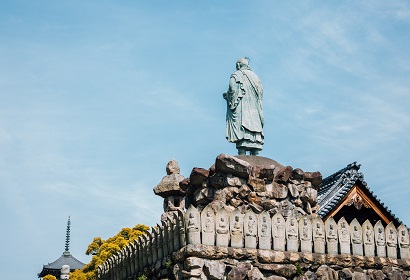 Kagawa, Japan - April 16, 2019 : Buddha statue at Zentsu-ji temple